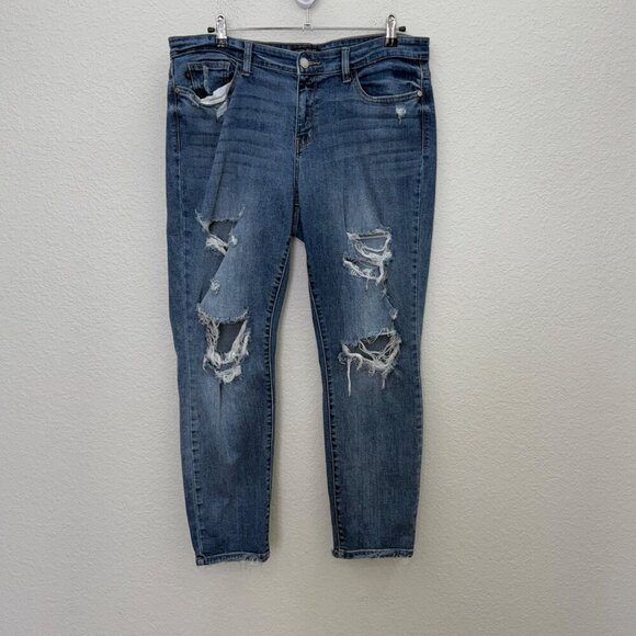 Judy Blue Boyfriend Fit Distressed Stretch Denim Jeans JB82217MD Womens sz 13/31 - Picture 1 of 8
